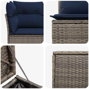 Σετ Καναπέ 5 τμχ. Γκρι και Navy Blue Πολυ-ρακί και Χάλυβας - Pakobazaar