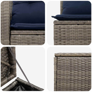 Σετ Καναπέ 5 τμχ. Γκρι και Navy Blue Πολυ-ρακί και Χάλυβας - Pakobazaar