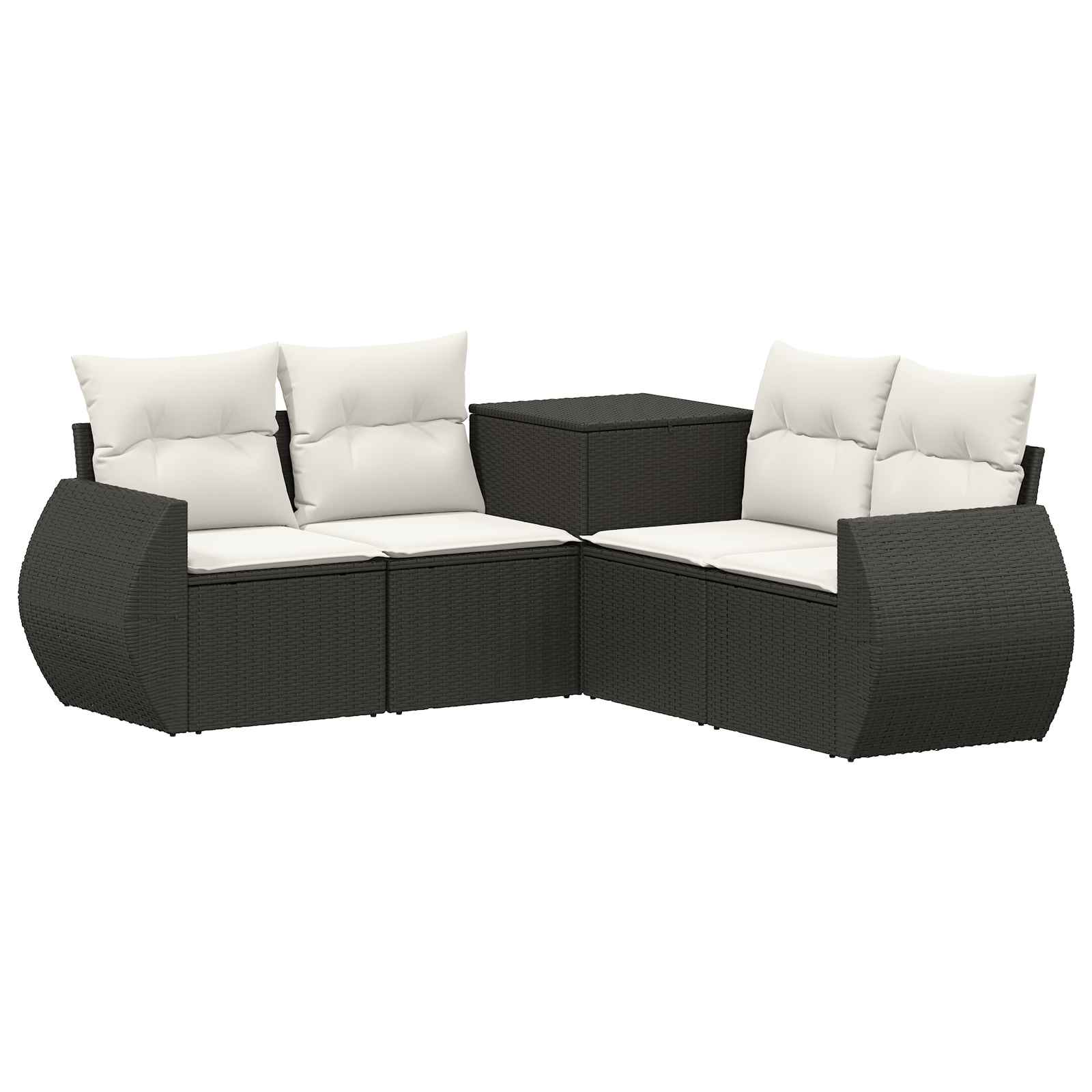 Σετ Καναπέ 5 τμχ. Μαύρο και Κρεμ Λευκό Πολυ-ρακί και Χάλυβας