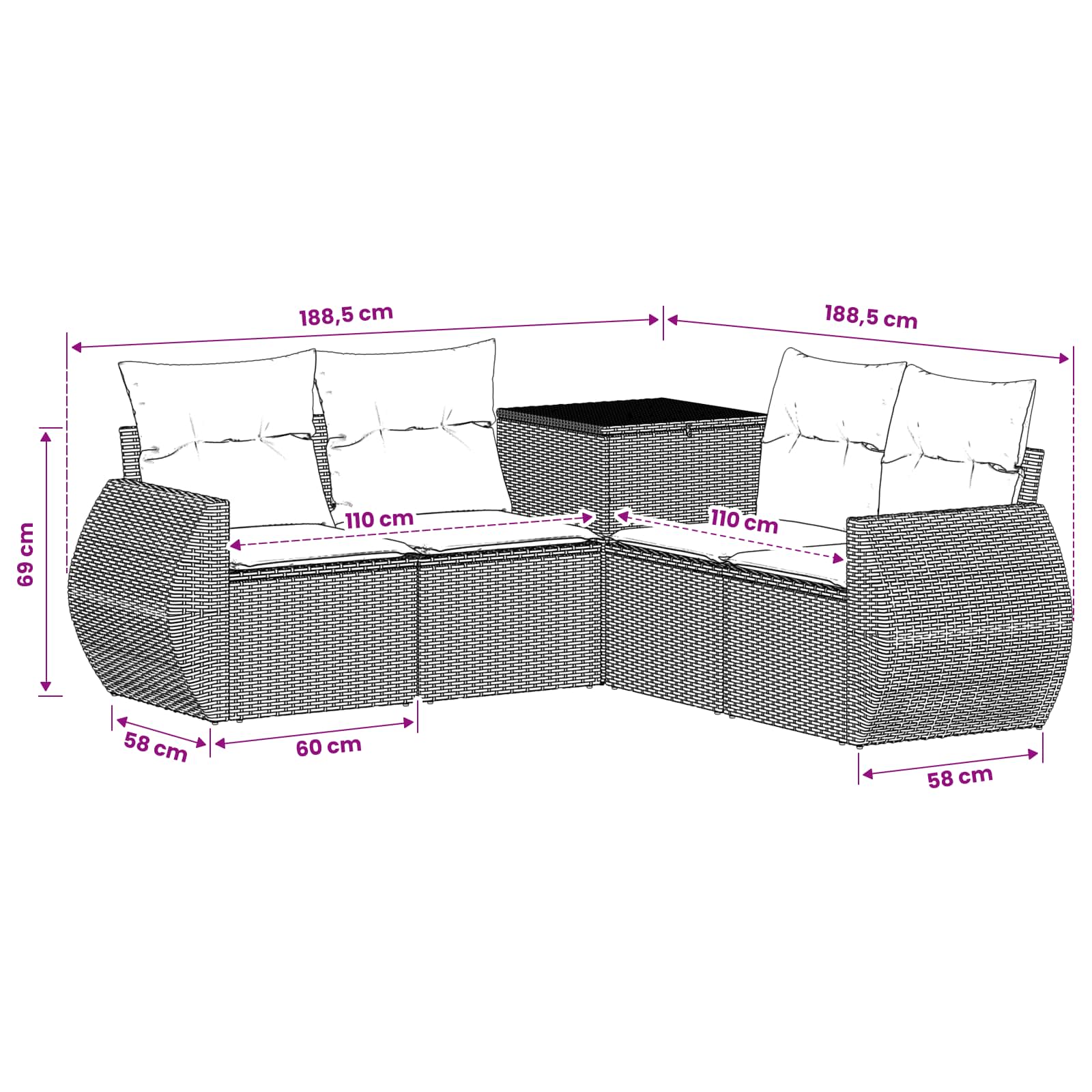 Σετ Καναπέ 5 τμχ. Καφέ και Κρέμα Λευκό Πολυ-ρακί και Χάλυβας