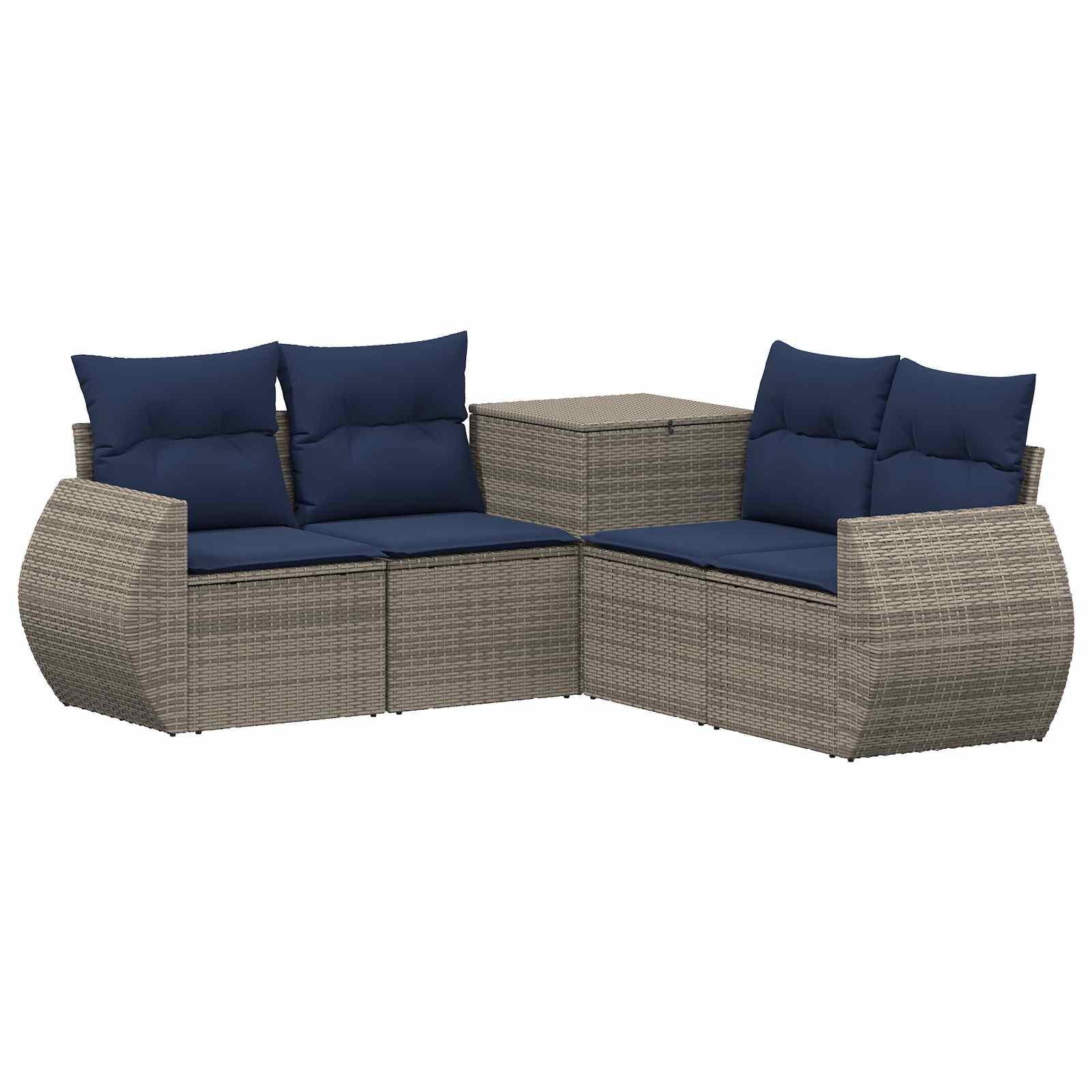 Σετ Καναπέ 5 τμχ. Γκρι και Navy Blue Πολυ-ρακί και Χάλυβας