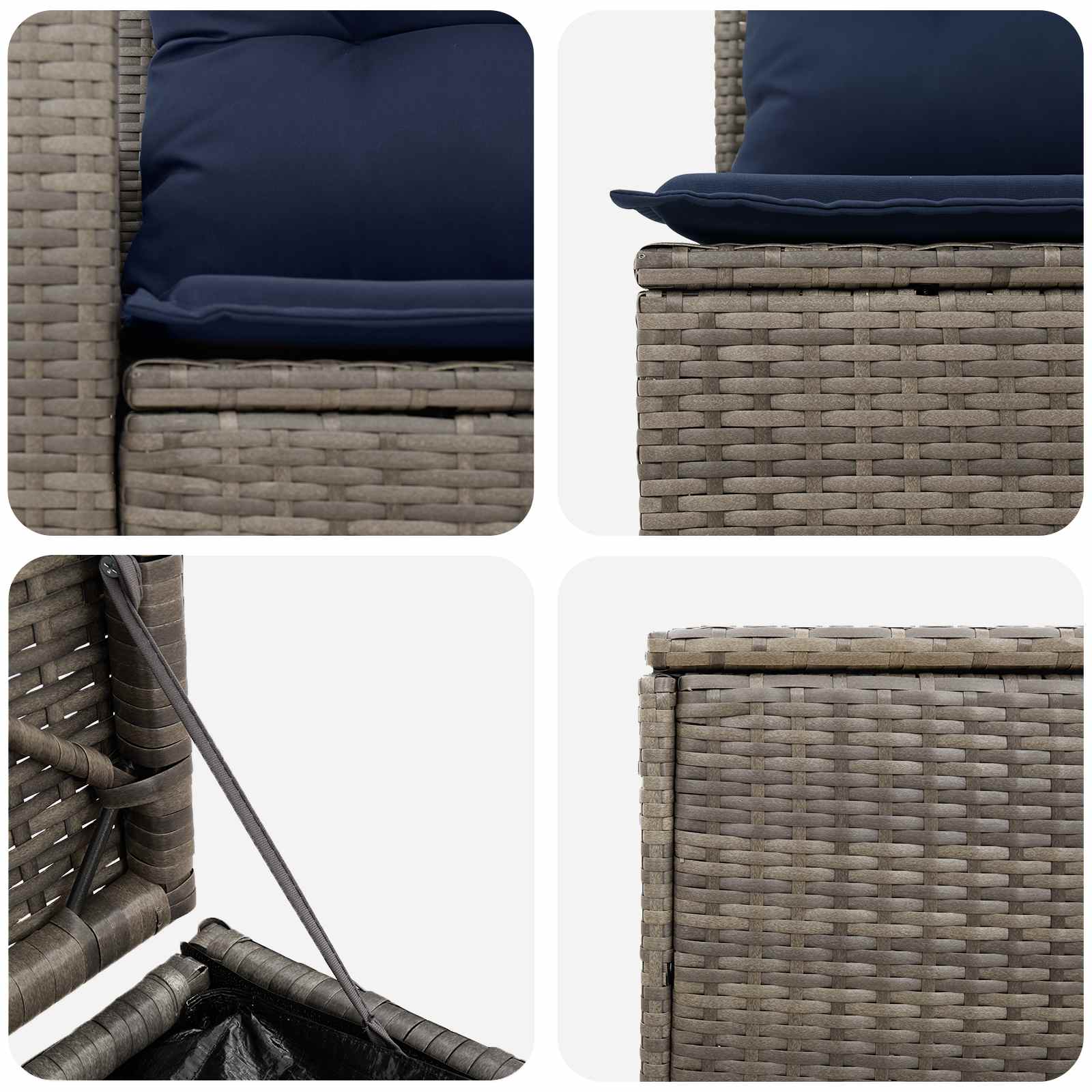 Σετ Καναπέ 5 τμχ. Γκρι και Navy Blue Πολυ-ρακί και Χάλυβας