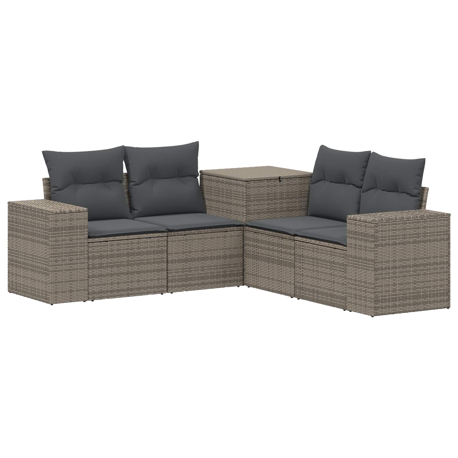 Σετ Καναπέ 5 τμχ. Γκρι και Σκούρο Γκρι Πολυ-ρακί και Χάλυβας