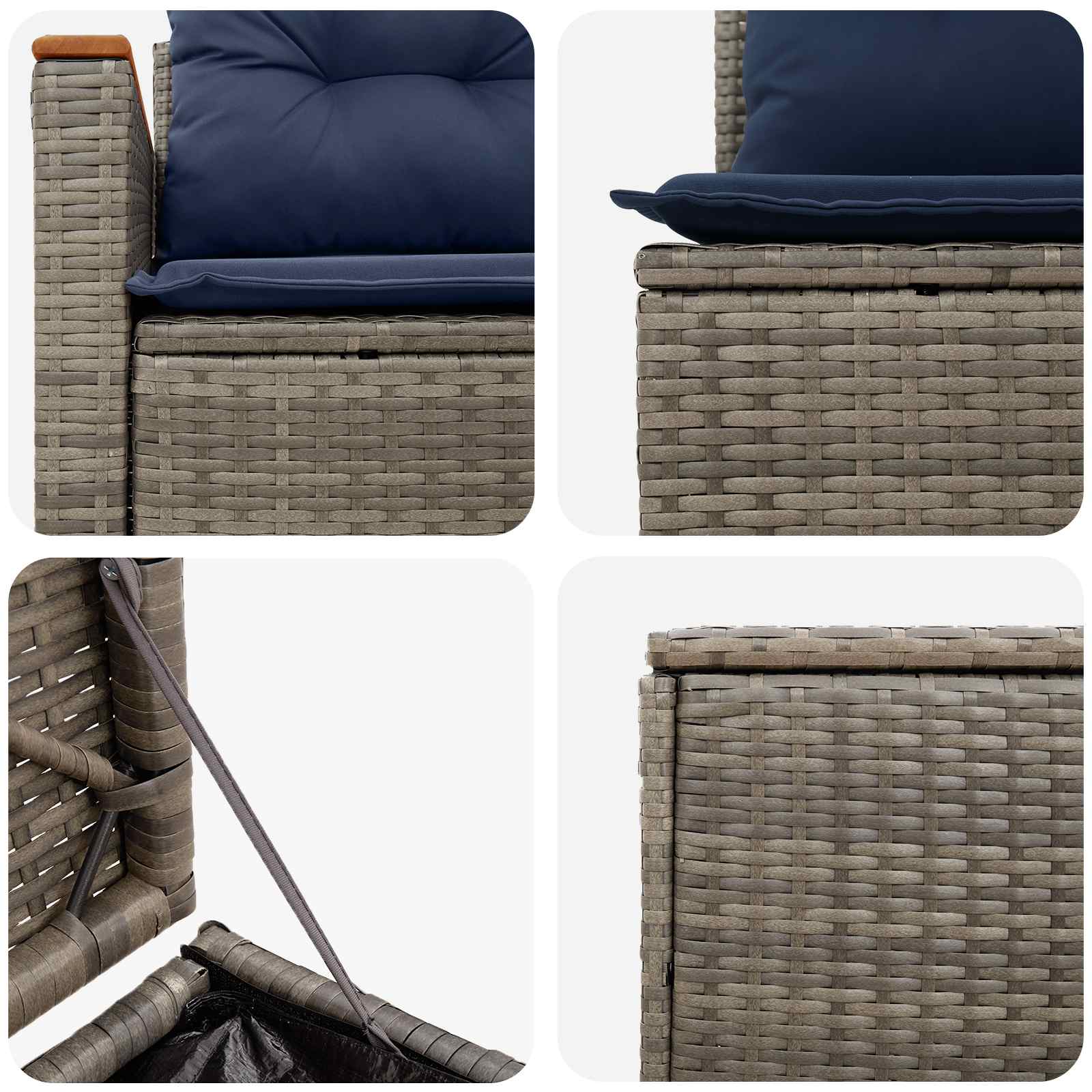 Σετ Καναπέ 5 τμχ. Γκρι και Navy Blue Πολυ-ρακί και Χάλυβας