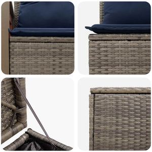 Σετ Καναπέ 5 τμχ. Γκρι και Navy Blue Πολυ-ρακί και Χάλυβας