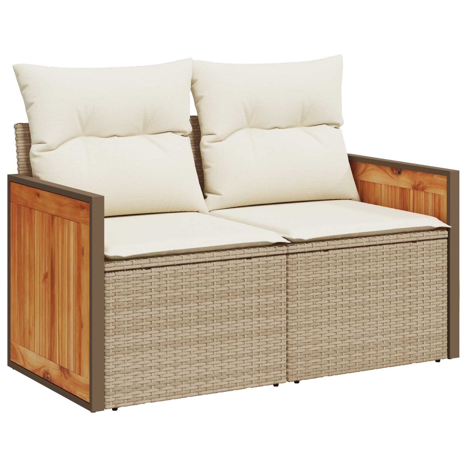 Σετ Καναπέ 5 τμχ. Μπεζ και Κρέμ Πολυ-ρακί και Χάλυβας - Pakobazaar