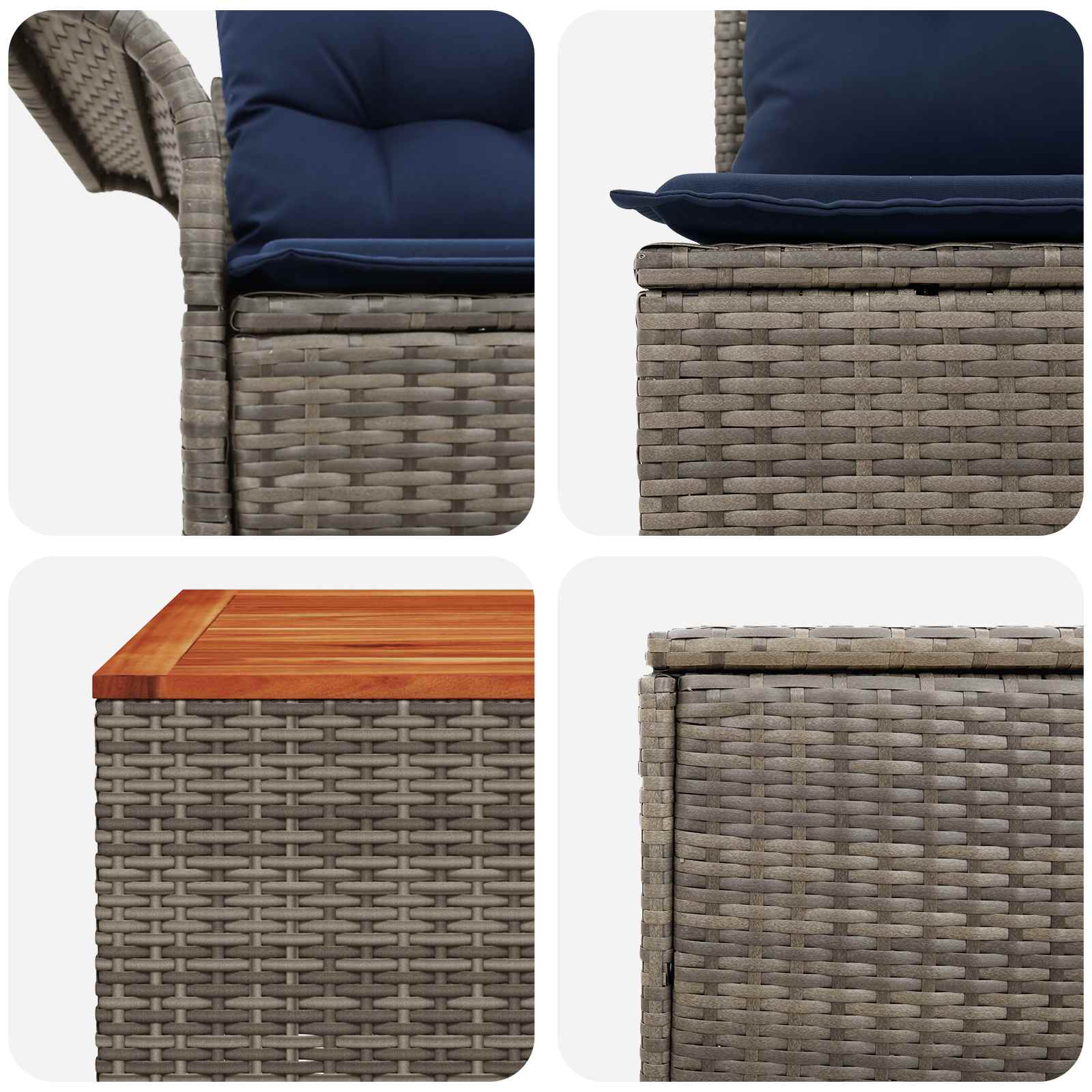 Σετ Καναπέ 8 τμχ. Γκρι και Navy Blue Πολυ-ρακί και Χάλυβας - Pakobazaar