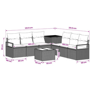 Σετ Καναπέ 8 τμχ. Καφέ και Κόκκινο Πολυ-ρακί και Χάλυβας - Pakobazaar