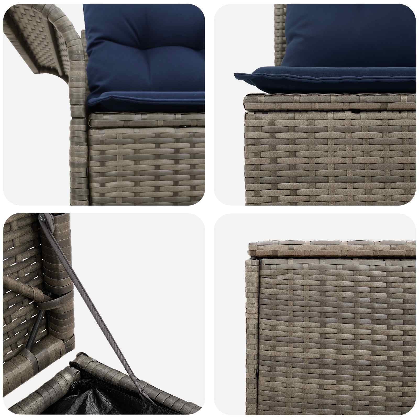 Σετ Καναπέ 7 τμχ. Γκρι και Navy Blue Πολυ-ρακί και Χάλυβας - Pakobazaar