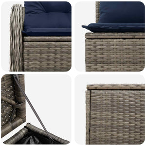 Σετ Καναπέ 7 τμχ. Γκρι και Navy Blue Πολυ-ρακί και Χάλυβας