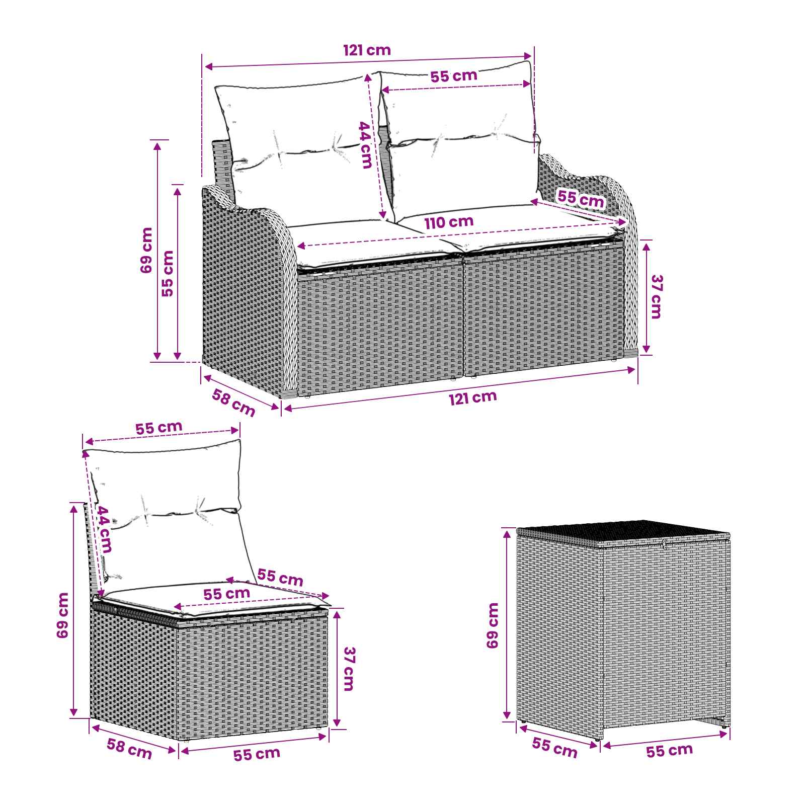 Σετ Καναπέ 7 τμχ. Ανοιχτό Γκρι και Σκούρο Γκρι