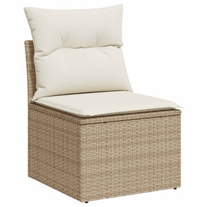 Σετ Καναπέ 7 τμχ. Μπεζ και Κρέμ Πολυ-ρακί και Χάλυβας