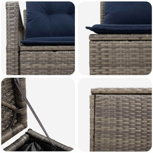 Σετ Καναπέ 7 τμχ. Γκρι και Navy Blue Πολυ-ρακί και Χάλυβας