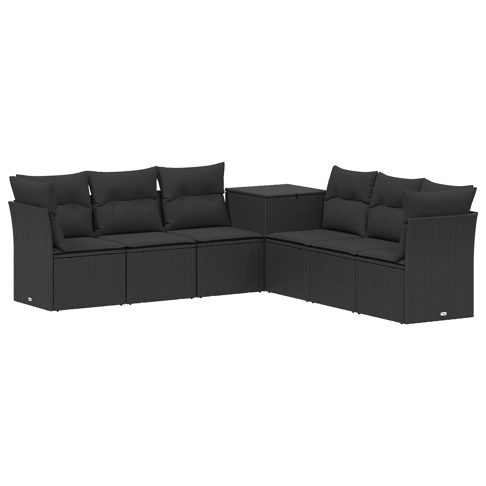 Σετ Καναπέ 7 pcs Μαύρο Πολυ-ρακί και Χάλυβας - Pakobazaar