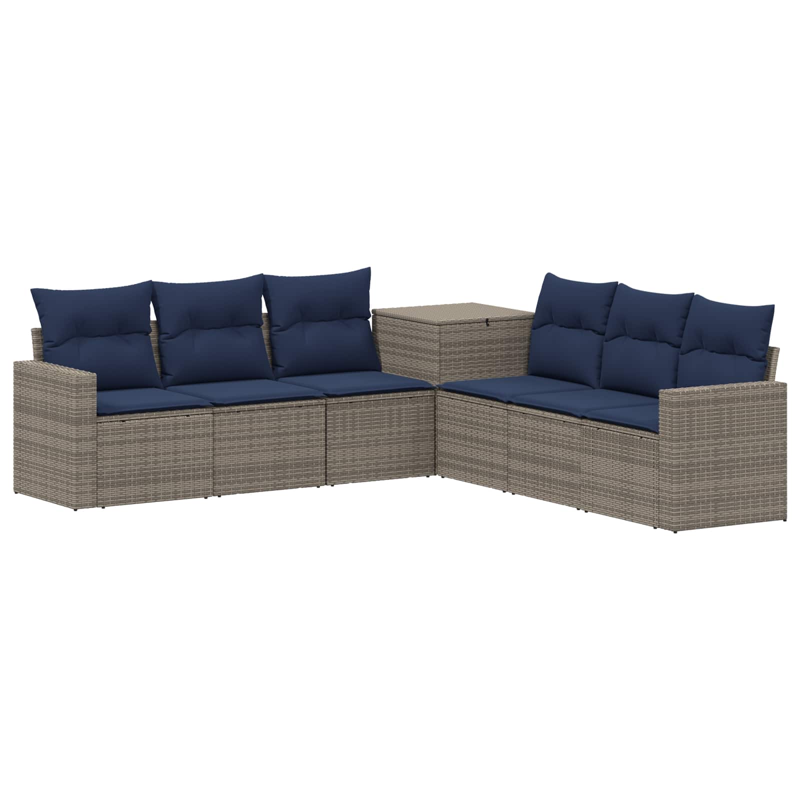 Σετ Καναπέ 7 pcs Γκρι και Navy Blue Πολυ-ρακί και Χάλυβας