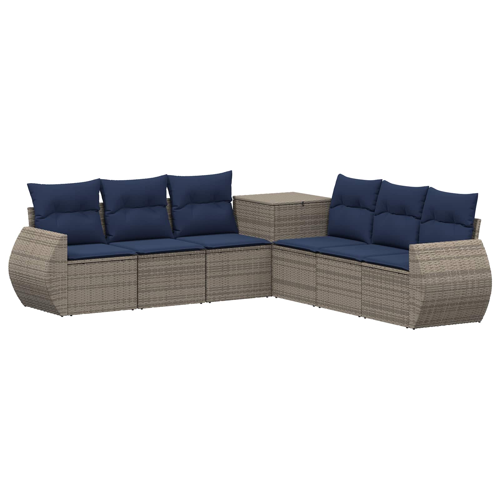 Σετ Καναπέ 7 pcs Γκρι και Navy Blue Πολυ-ρακί και Χάλυβας - Pakobazaar