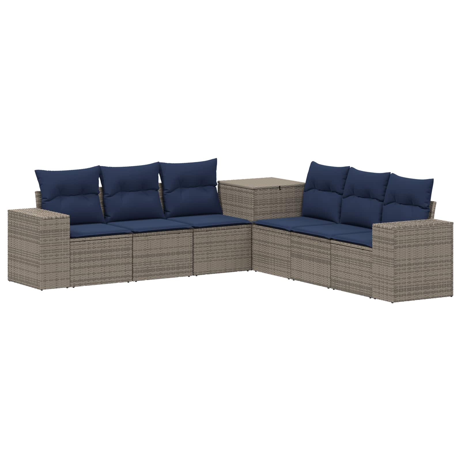 Σετ Καναπέ 7 pcs Γκρι και Navy Blue Πολυ-ρακί και Χάλυβας