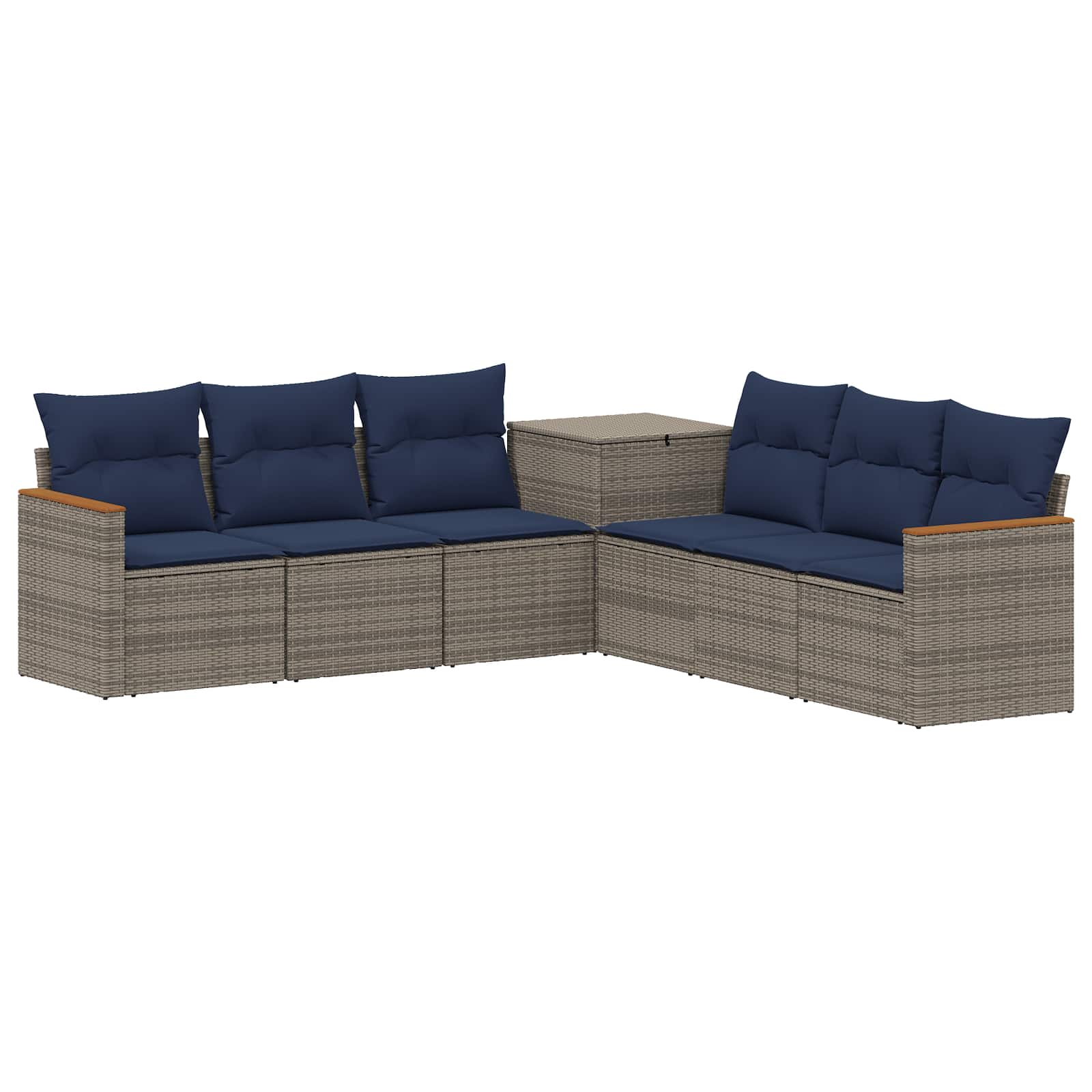 Σετ Καναπέ 7 pcs Γκρι και Navy Blue Πολυ-ρακί και Χάλυβας