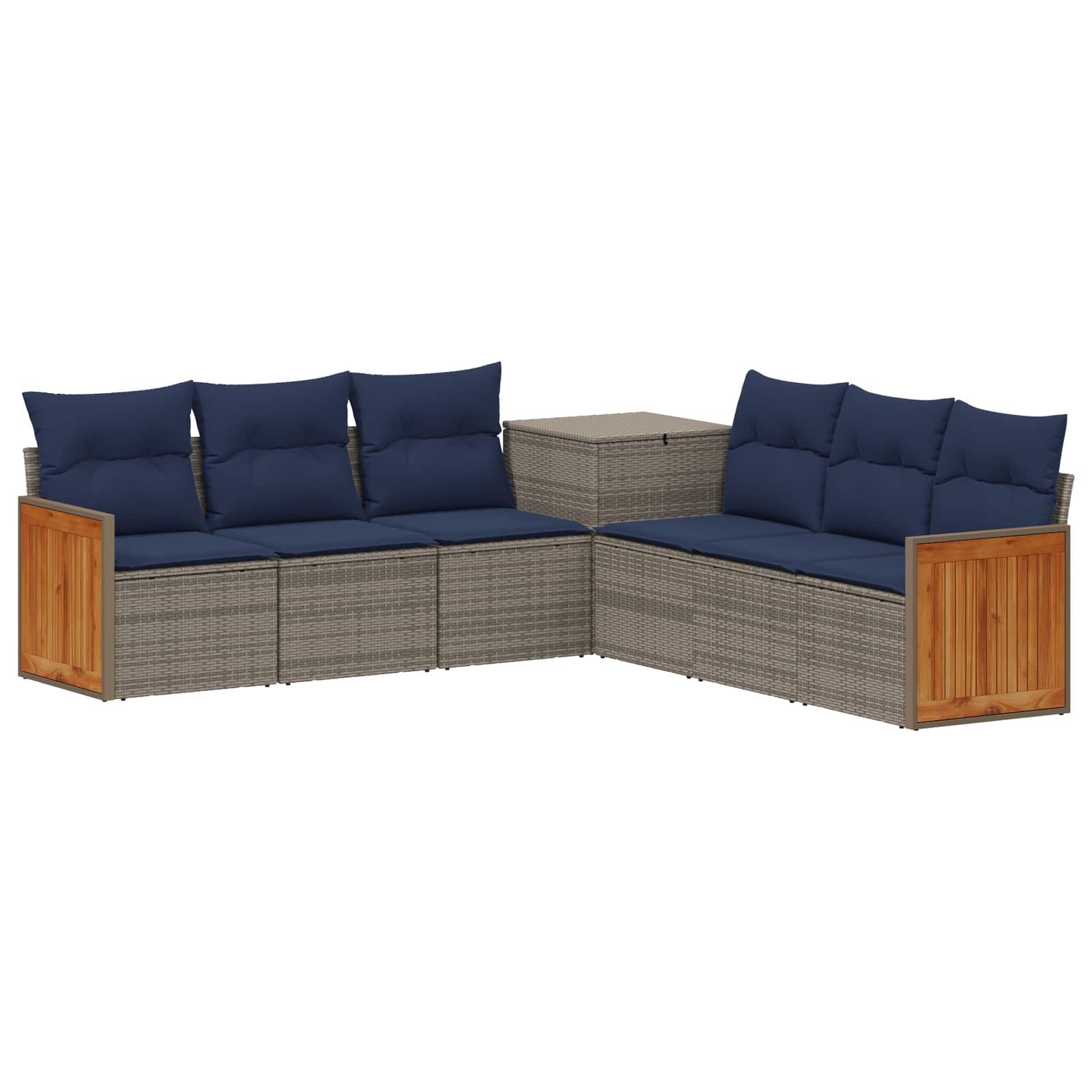 Σετ Καναπέ 7 pcs Γκρι και Navy Blue Πολυ-ρακί και Χάλυβας - Pakobazaar
