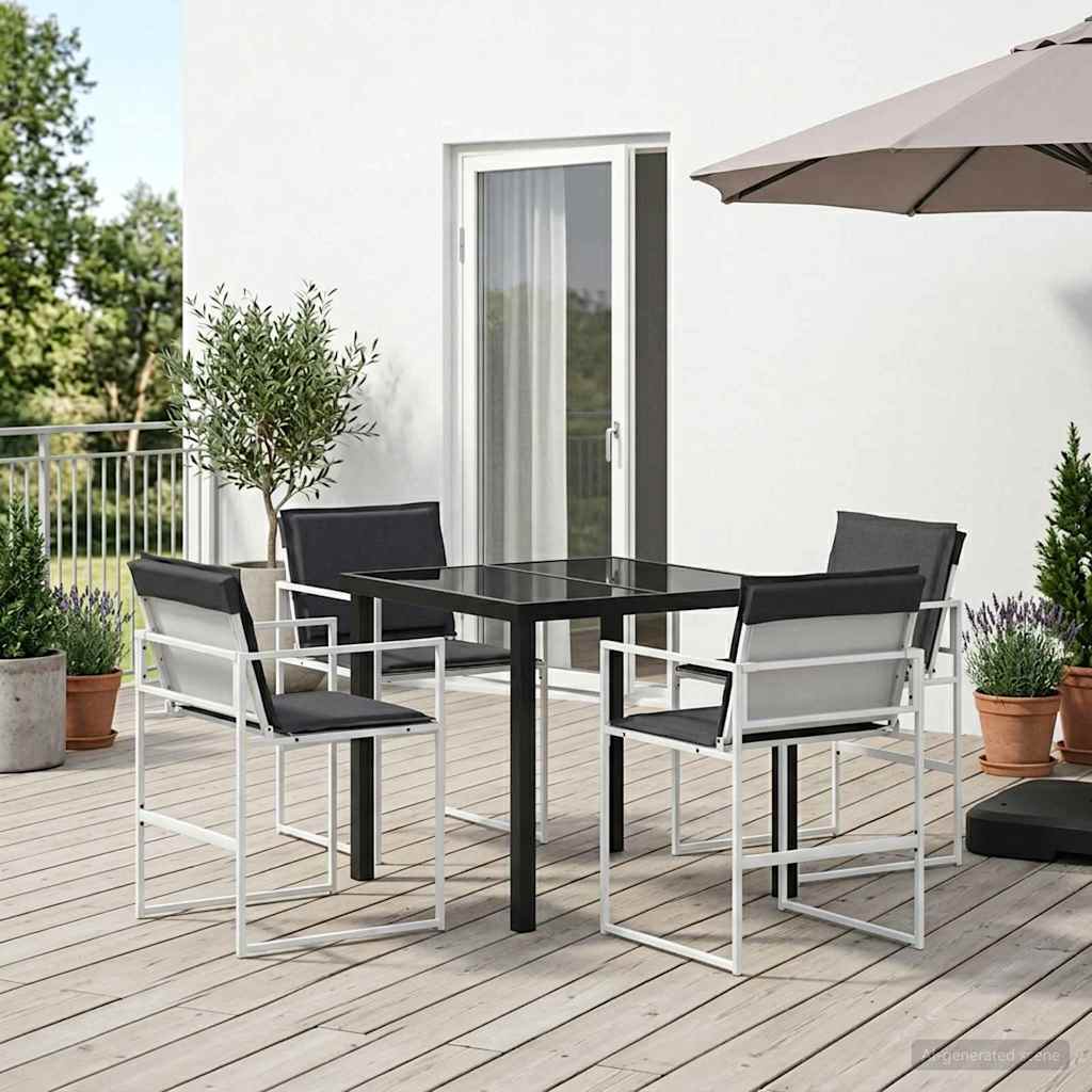 Σέτ φαγητού για κήπο 5 pcs Άσπρο και Ανθρακί 80 x 80 x 73 εκ - Pakobazaar