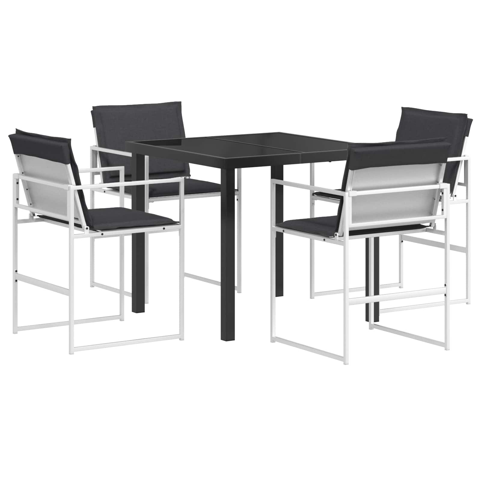 Σέτ φαγητού για κήπο 5 pcs Άσπρο και Ανθρακί 80 x 80 x 73 εκ - Pakobazaar