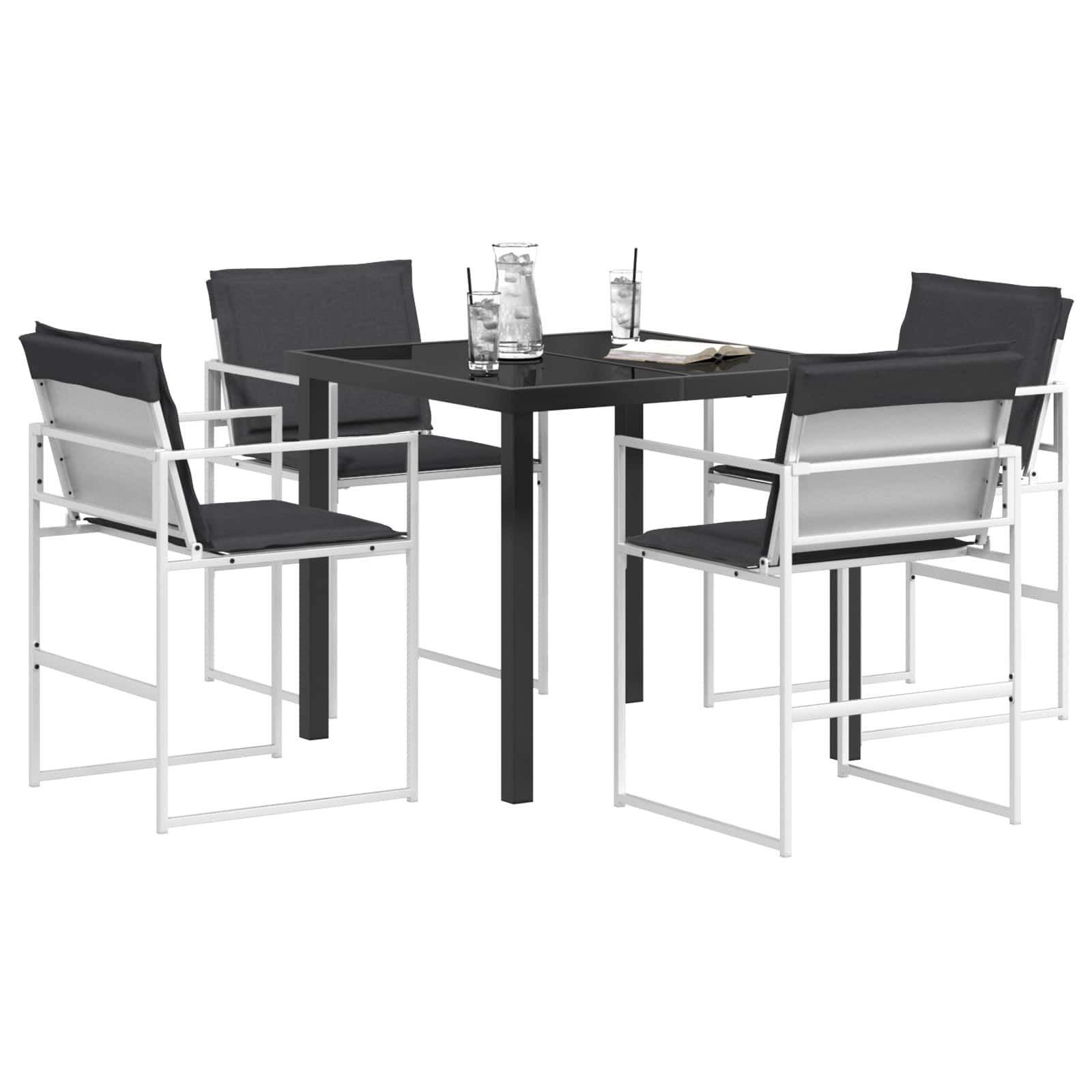 Σέτ φαγητού για κήπο 5 pcs Άσπρο και Ανθρακί 80 x 80 x 73 εκ - Pakobazaar