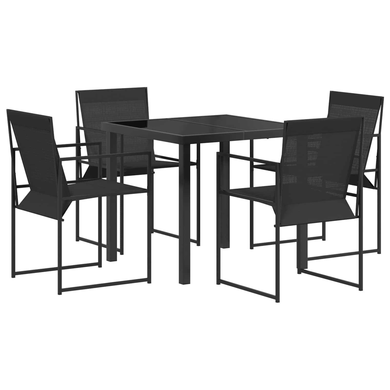 Σέτ φαγητού για κήπο 5 pcs Μαύρο Textilene και Χάλυβας - Pakobazaar