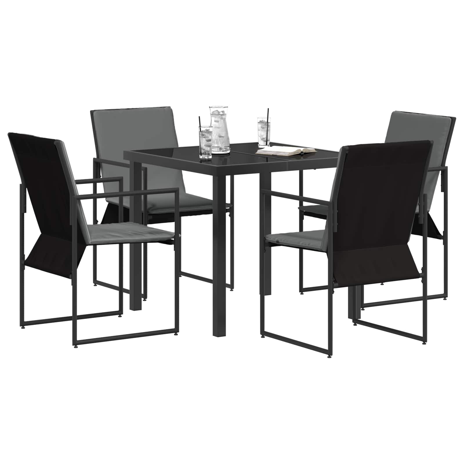 Σέτ φαγητού για κήπο 5 pcs Μαύρο και Ανθρακί 80 x 80 x 73 εκ - Pakobazaar