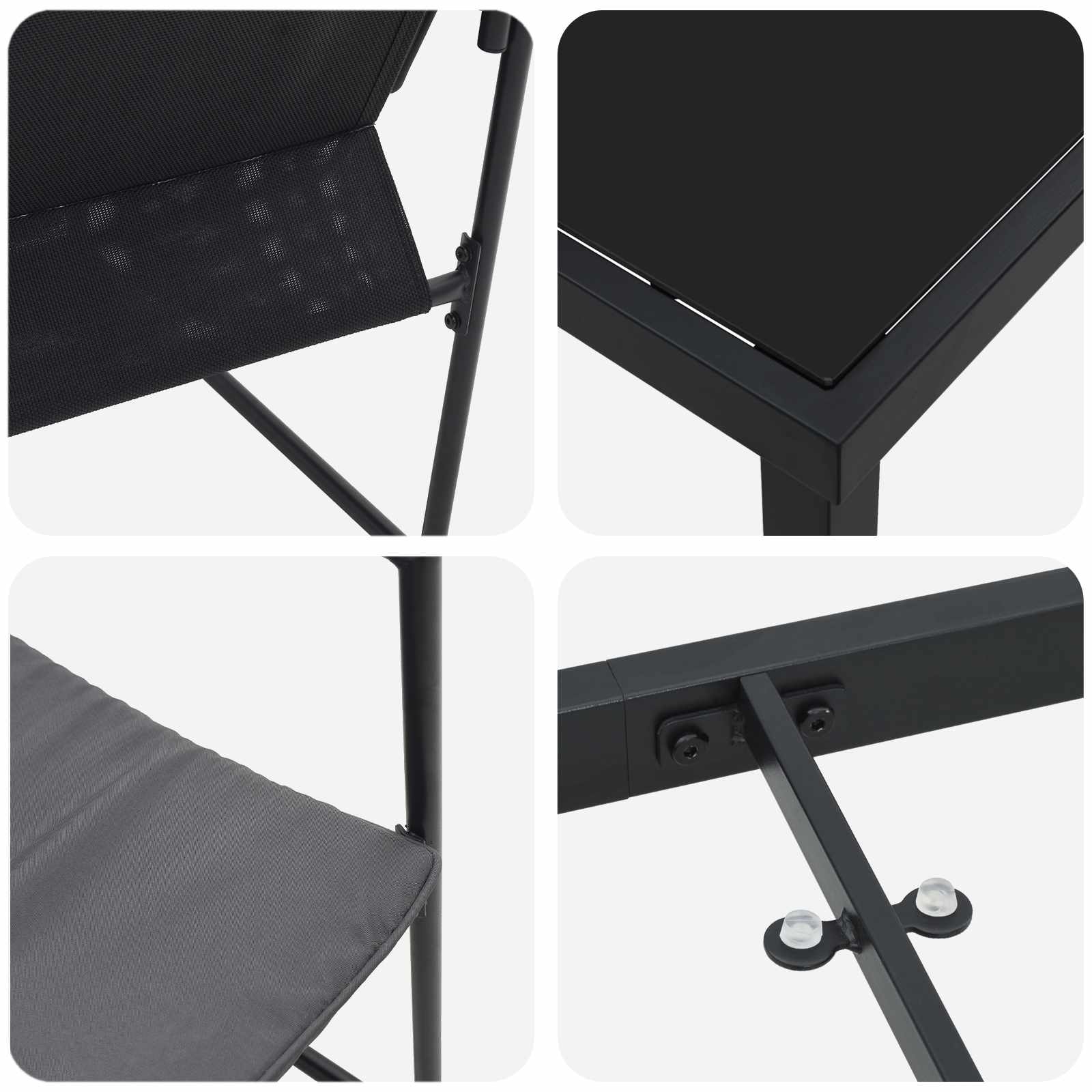 Σέτ φαγητού για κήπο 5 pcs Μαύρο και Ανθρακί 140 x 70 x 73 cm - Pakobazaar
