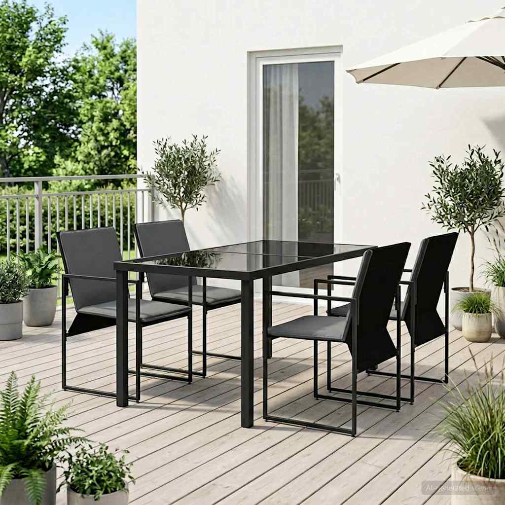 Σέτ φαγητού για κήπο 5 pcs Μαύρο και Ανθρακί 140 x 70 x 73 cm - Pakobazaar