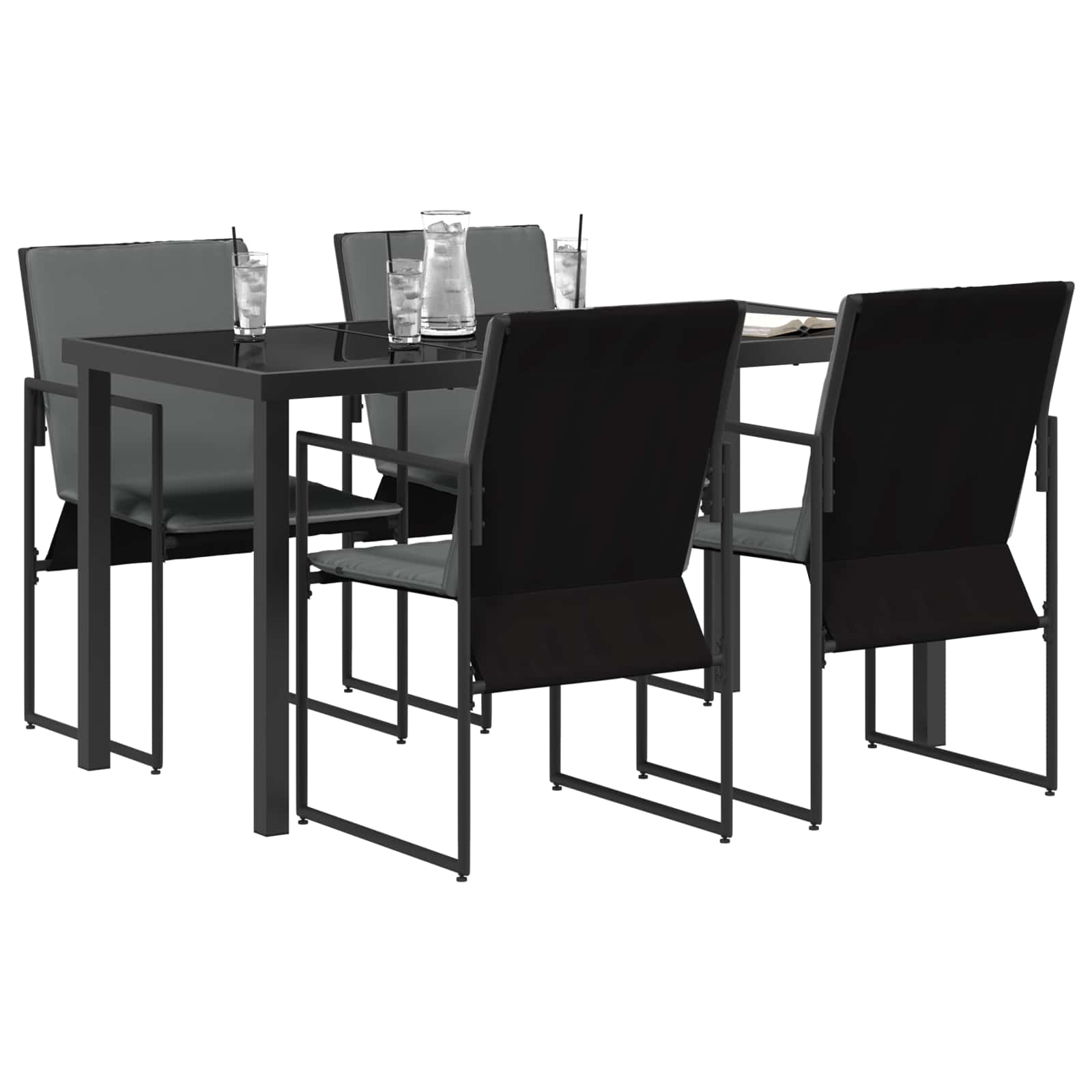 Σέτ φαγητού για κήπο 5 pcs Μαύρο και Ανθρακί 140 x 70 x 73 cm - Pakobazaar