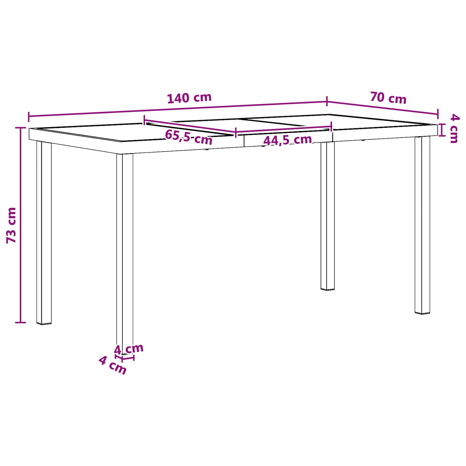 Σέτ φαγητού για κήπο 5 pcs Μαύρο και Ανθρακί 140 x 70 x 73 cm - Pakobazaar