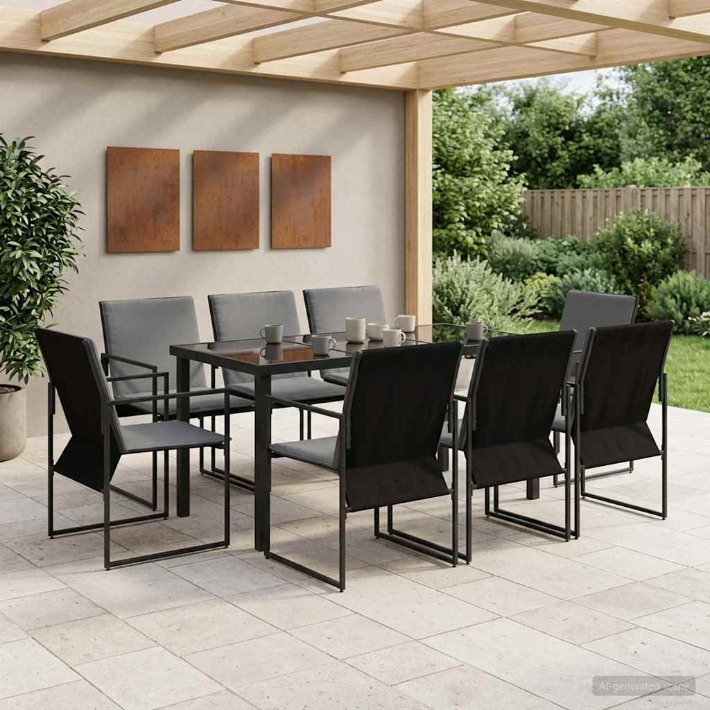 Σέτ φαγητού για κήπο 9 pcs Μαύρο και Ανθρακί 160 x 80 x 73 εκ - Pakobazaar