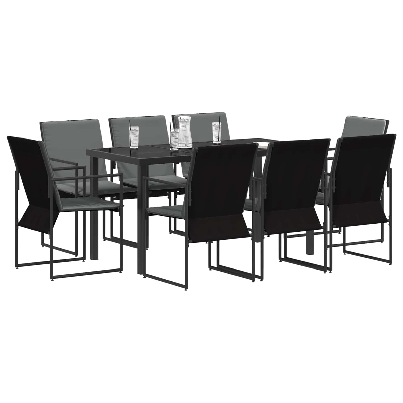 Σέτ φαγητού για κήπο 9 pcs Μαύρο και Ανθρακί 160 x 80 x 73 εκ - Pakobazaar
