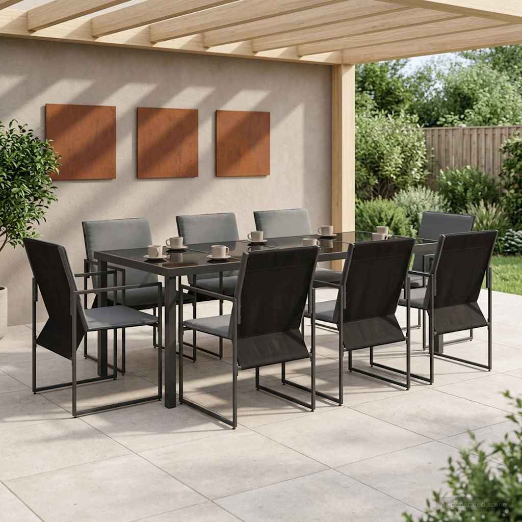 Σέτ φαγητού για κήπο 9 pcs Μαύρο και Ανθρακί 200 x 80 x 73 εκ - Pakobazaar