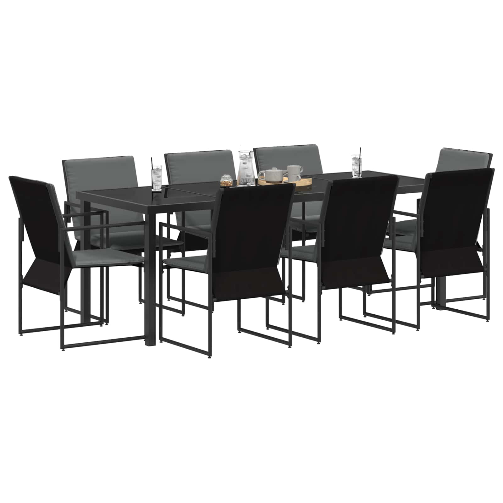 Σέτ φαγητού για κήπο 9 pcs Μαύρο και Ανθρακί 200 x 80 x 73 εκ - Pakobazaar