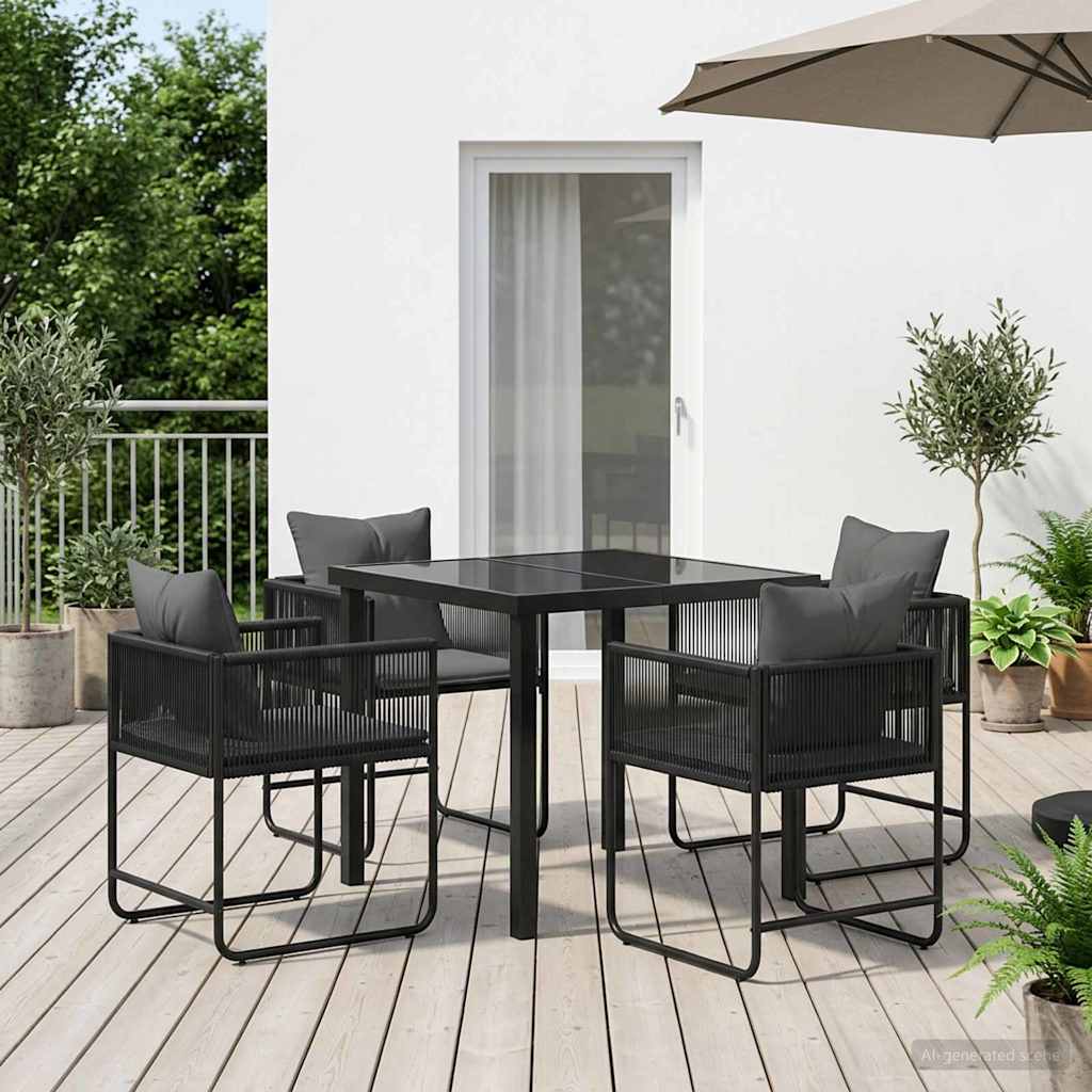 Σέτ φαγητού για κήπο 5 pcs Μαύρο και Ανθρακί 80 x 80 x 73 εκ - Pakobazaar