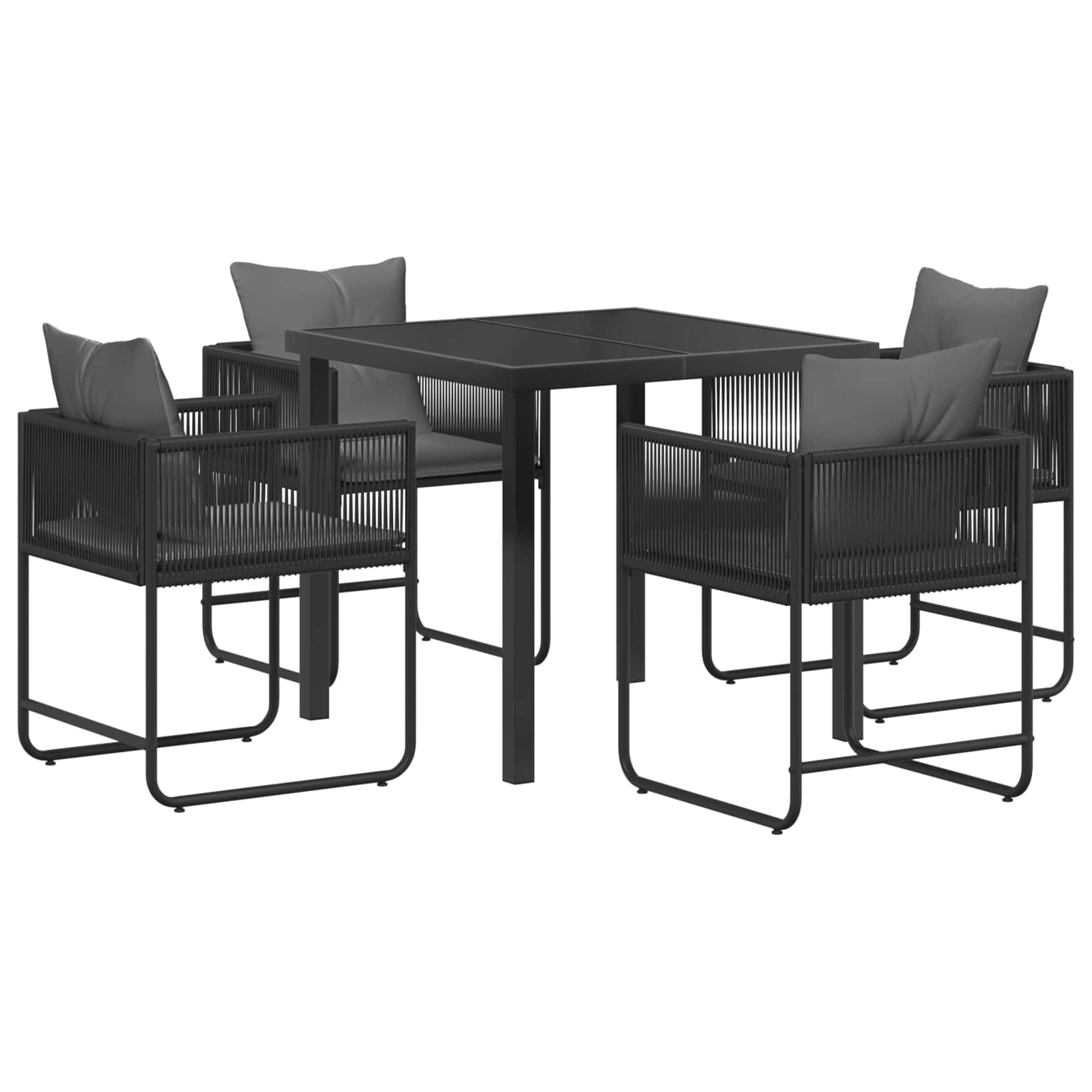 Σέτ φαγητού για κήπο 5 pcs Μαύρο και Ανθρακί 80 x 80 x 73 εκ - Pakobazaar