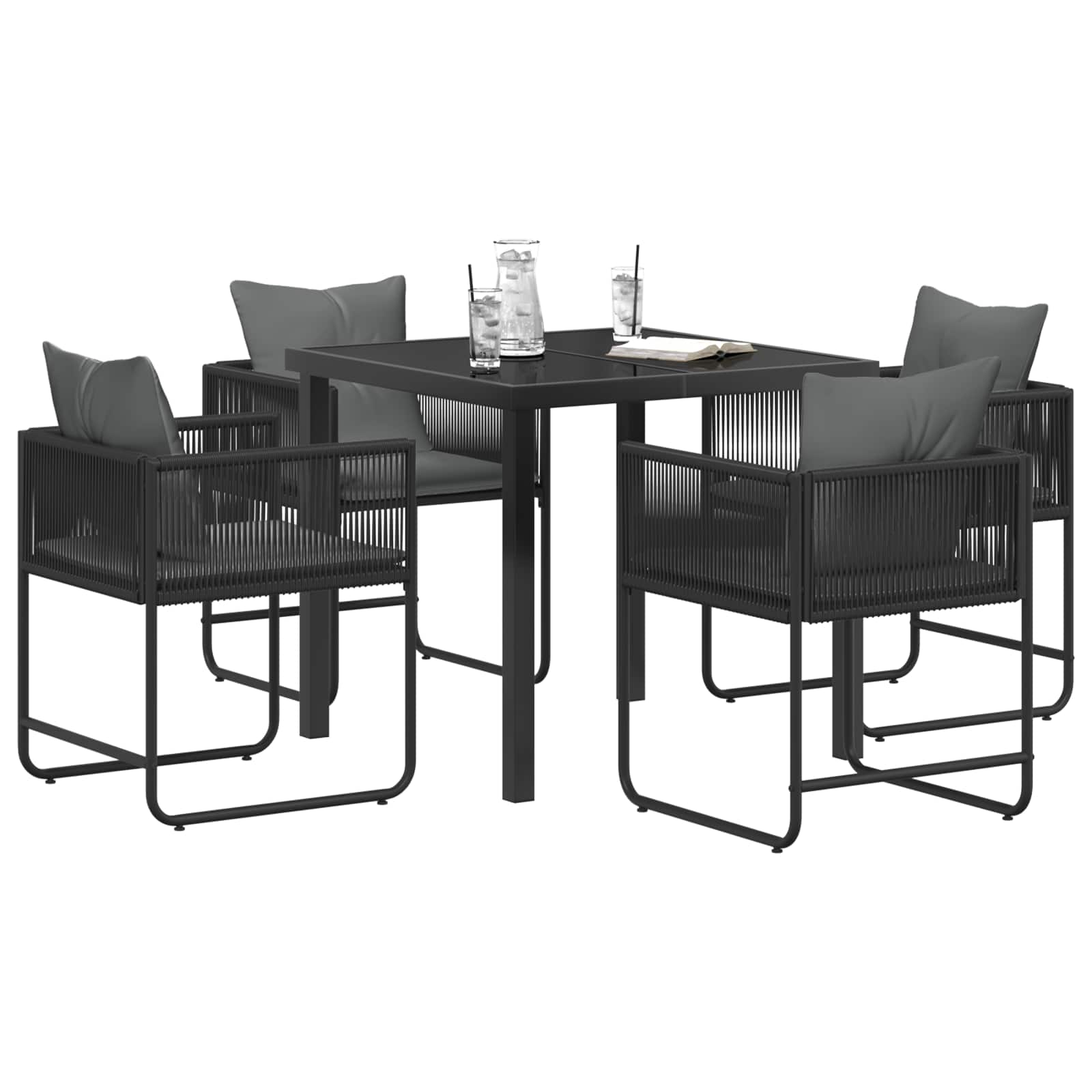 Σέτ φαγητού για κήπο 5 pcs Μαύρο και Ανθρακί 80 x 80 x 73 εκ - Pakobazaar