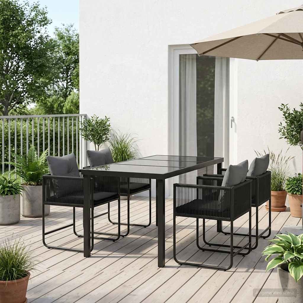 Σέτ φαγητού για κήπο 5 pcs Μαύρο και Ανθρακί 140 x 80 x 73 εκ. - Pakobazaar