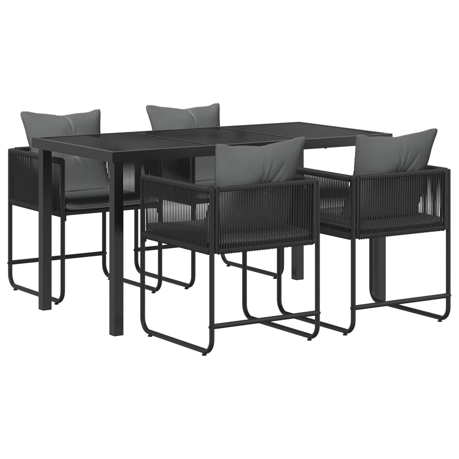 Σέτ φαγητού για κήπο 5 pcs Μαύρο και Ανθρακί 140 x 80 x 73 εκ. - Pakobazaar