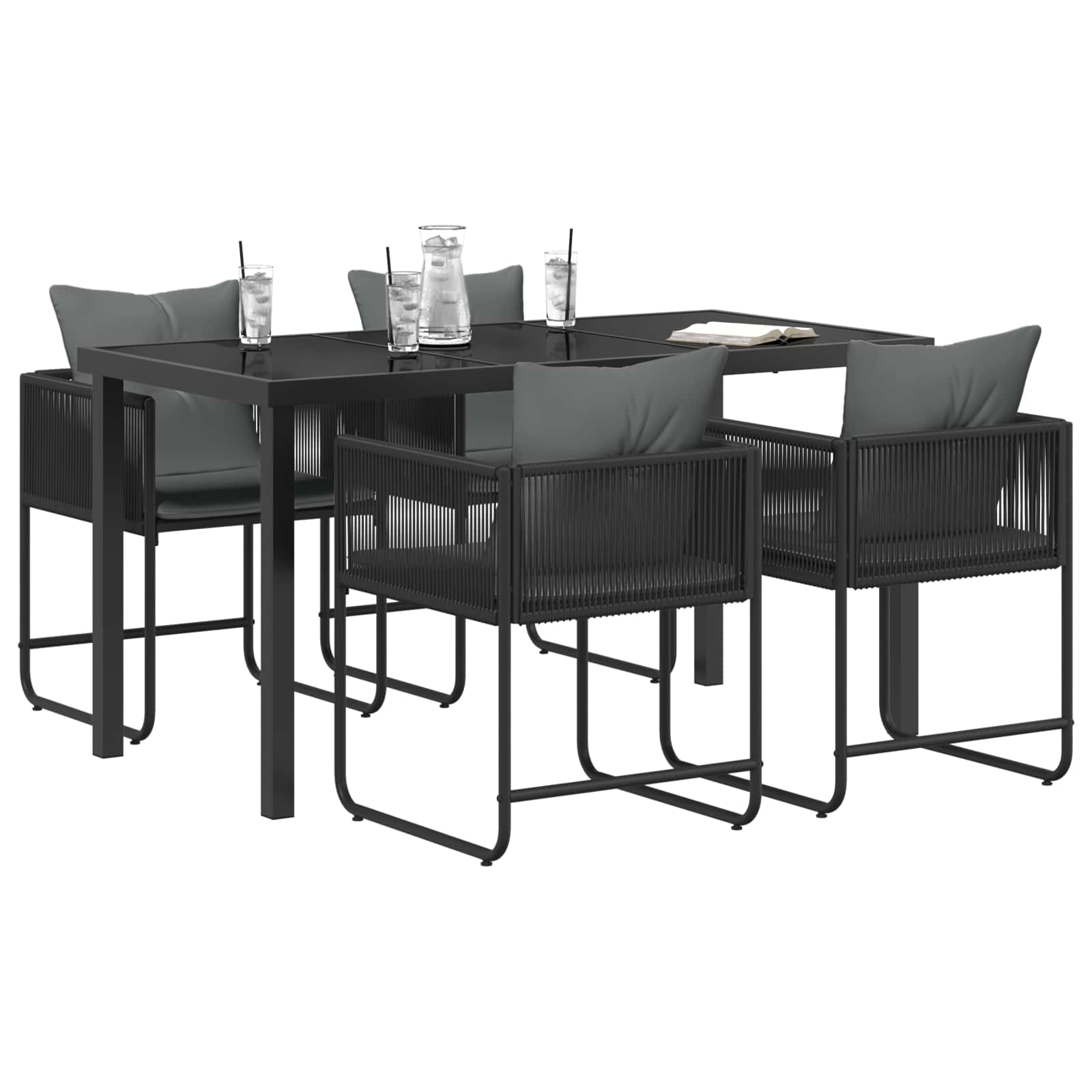 Σέτ φαγητού για κήπο 5 pcs Μαύρο και Ανθρακί 140 x 80 x 73 εκ. - Pakobazaar