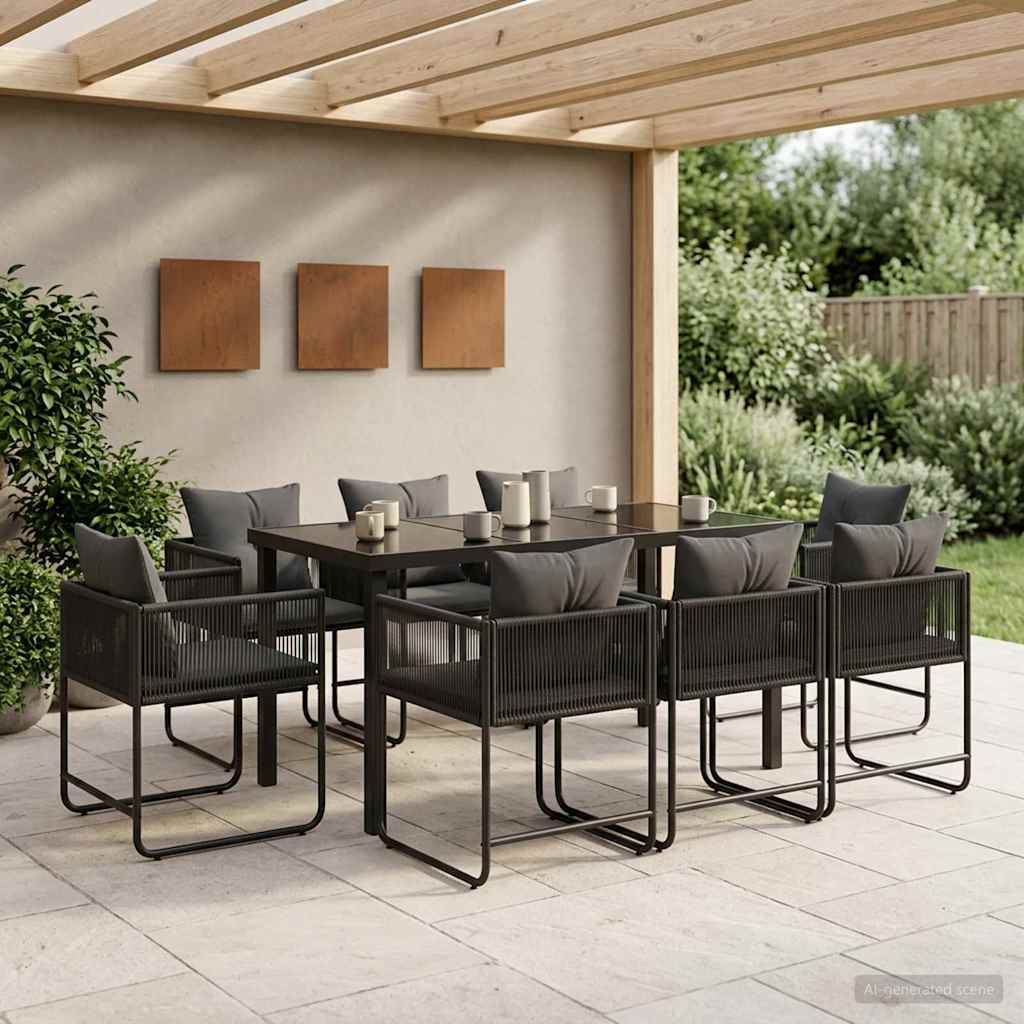 Σέτ φαγητού για κήπο 9 pcs Μαύρο και Ανθρακί 160 x 80 x 73 εκ - Pakobazaar