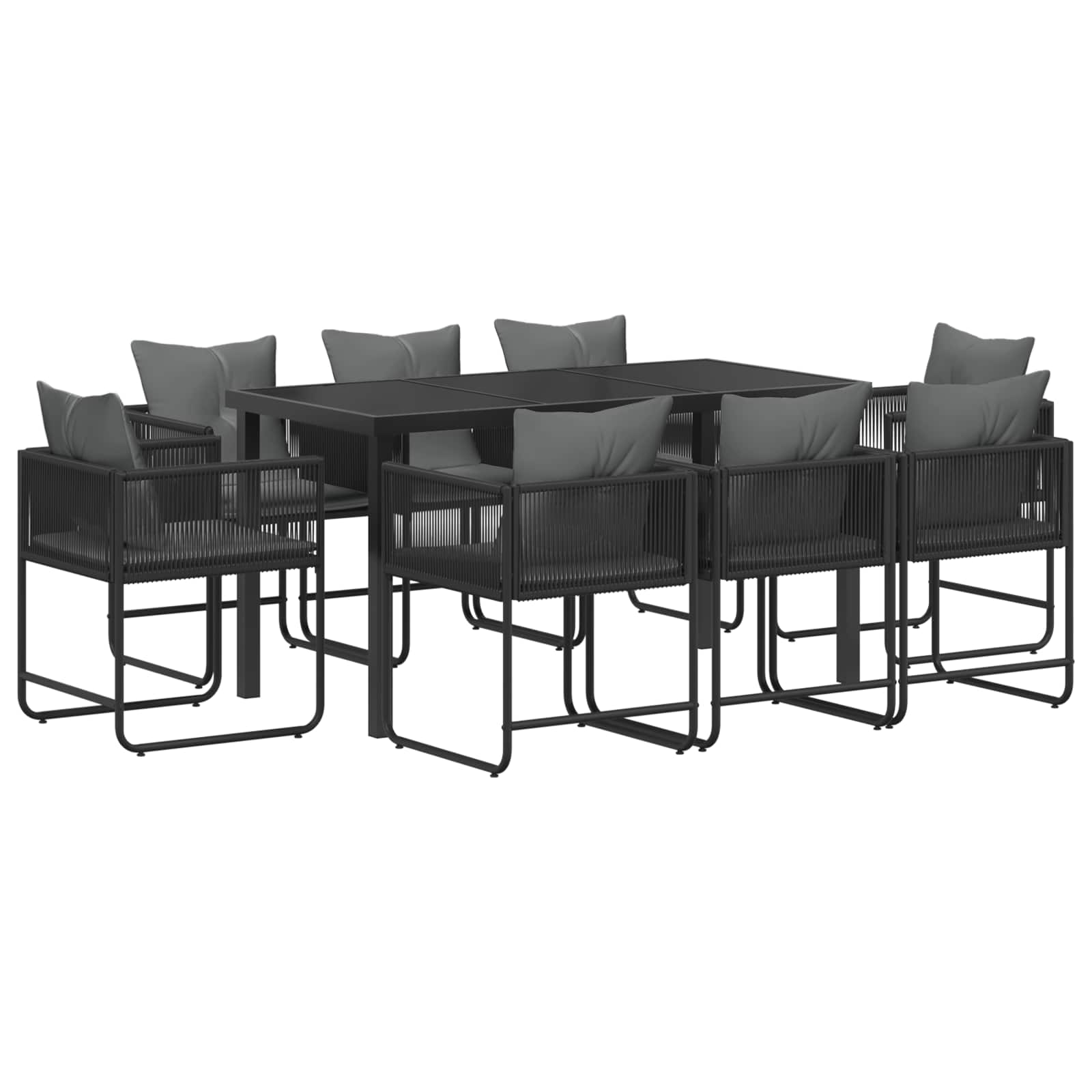 Σέτ φαγητού για κήπο 9 pcs Μαύρο και Ανθρακί 160 x 80 x 73 εκ - Pakobazaar