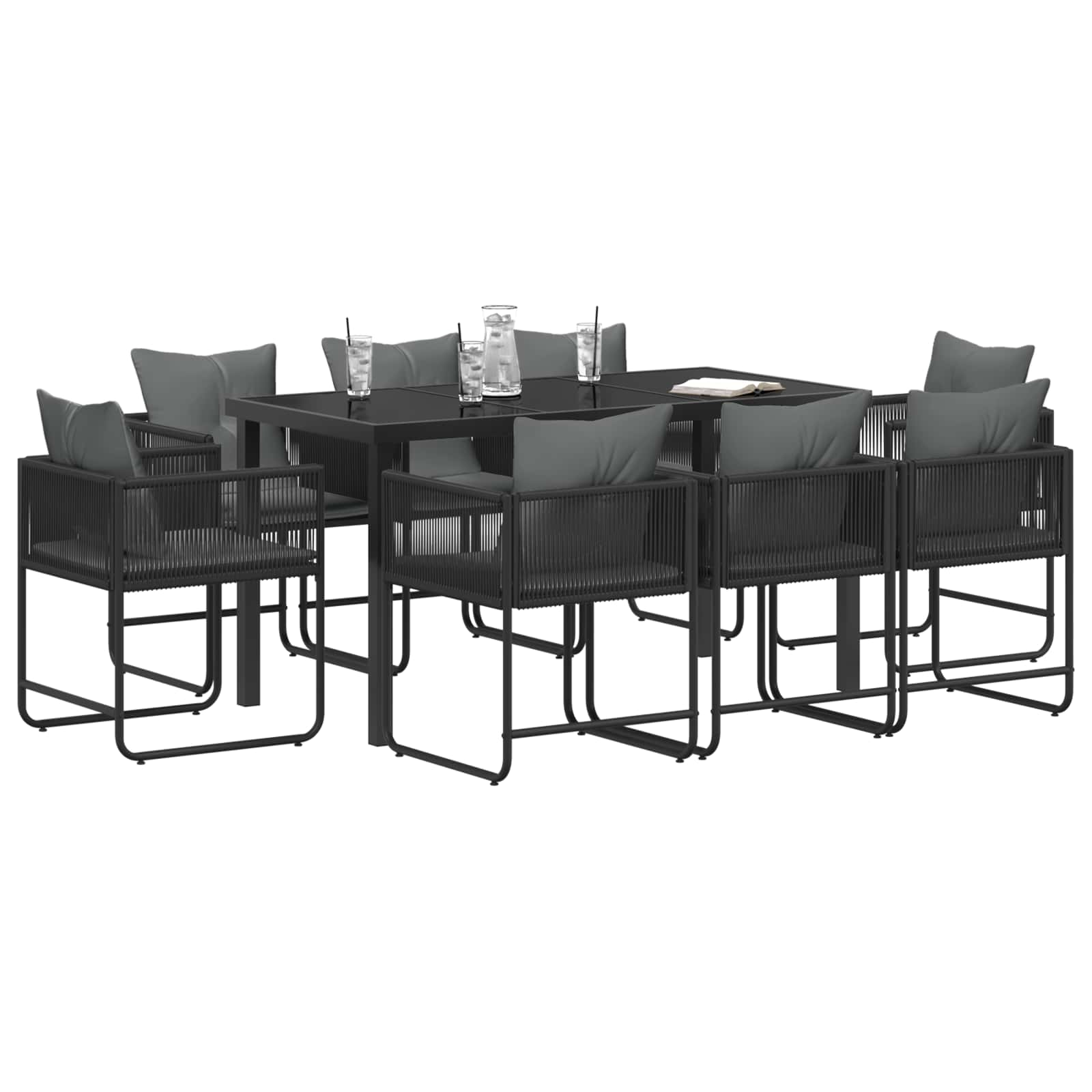 Σέτ φαγητού για κήπο 9 pcs Μαύρο και Ανθρακί 160 x 80 x 73 εκ - Pakobazaar