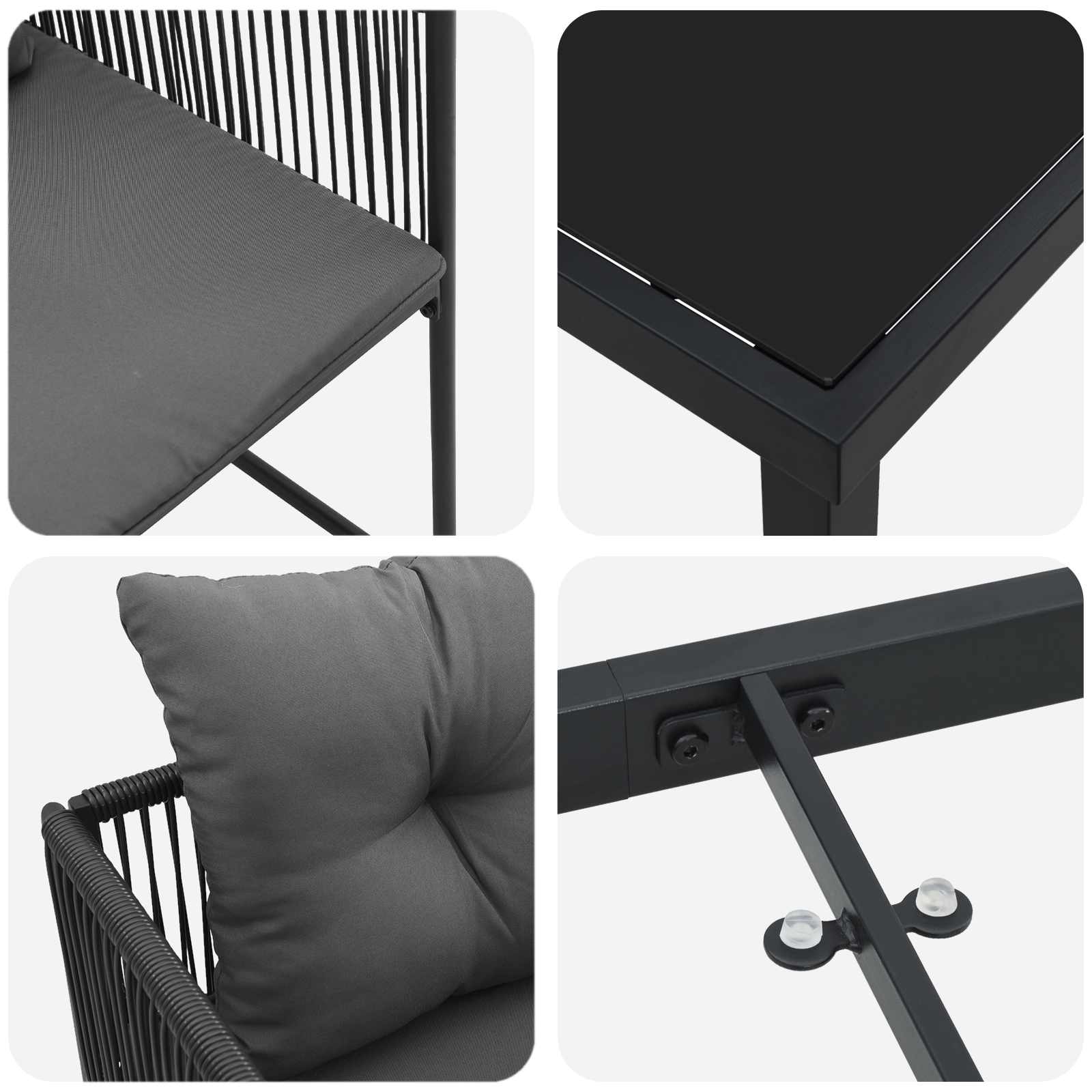 Σέτ φαγητού για κήπο 9 pcs Μαύρο και Ανθρακί 200 x 80 x 73 εκ - Pakobazaar