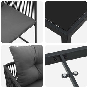 Σέτ φαγητού για κήπο 9 pcs Μαύρο και Ανθρακί 200 x 80 x 73 εκ - Pakobazaar