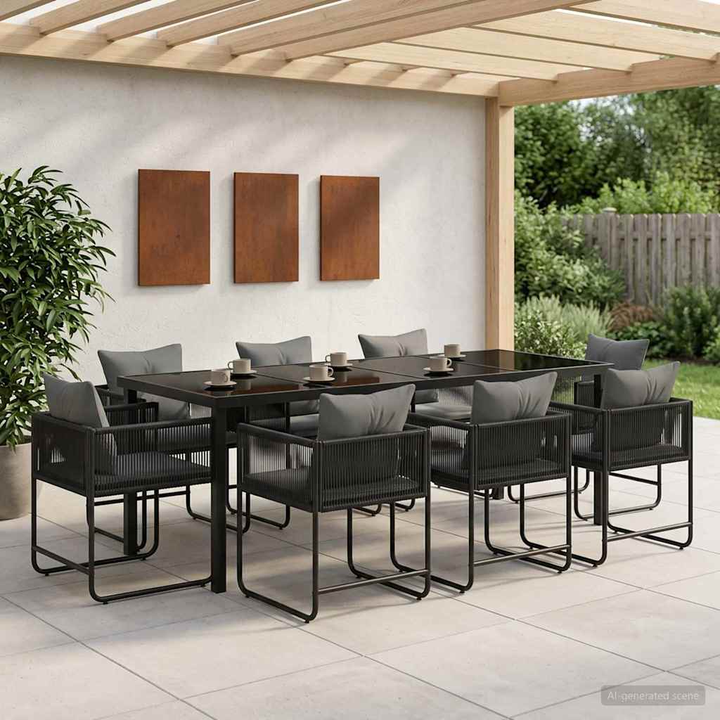Σέτ φαγητού για κήπο 9 pcs Μαύρο και Ανθρακί 200 x 80 x 73 εκ - Pakobazaar