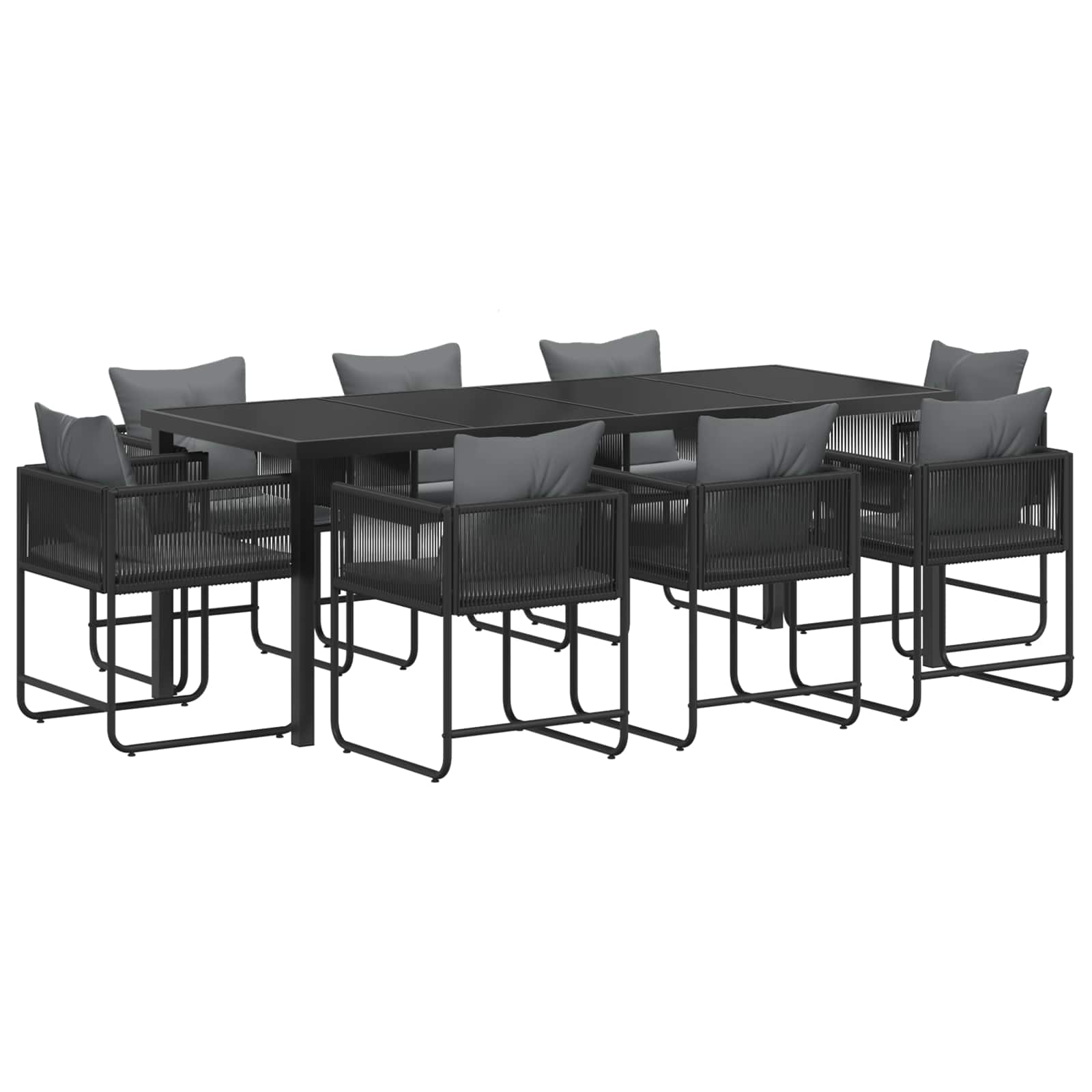 Σέτ φαγητού για κήπο 9 pcs Μαύρο και Ανθρακί 200 x 80 x 73 εκ - Pakobazaar