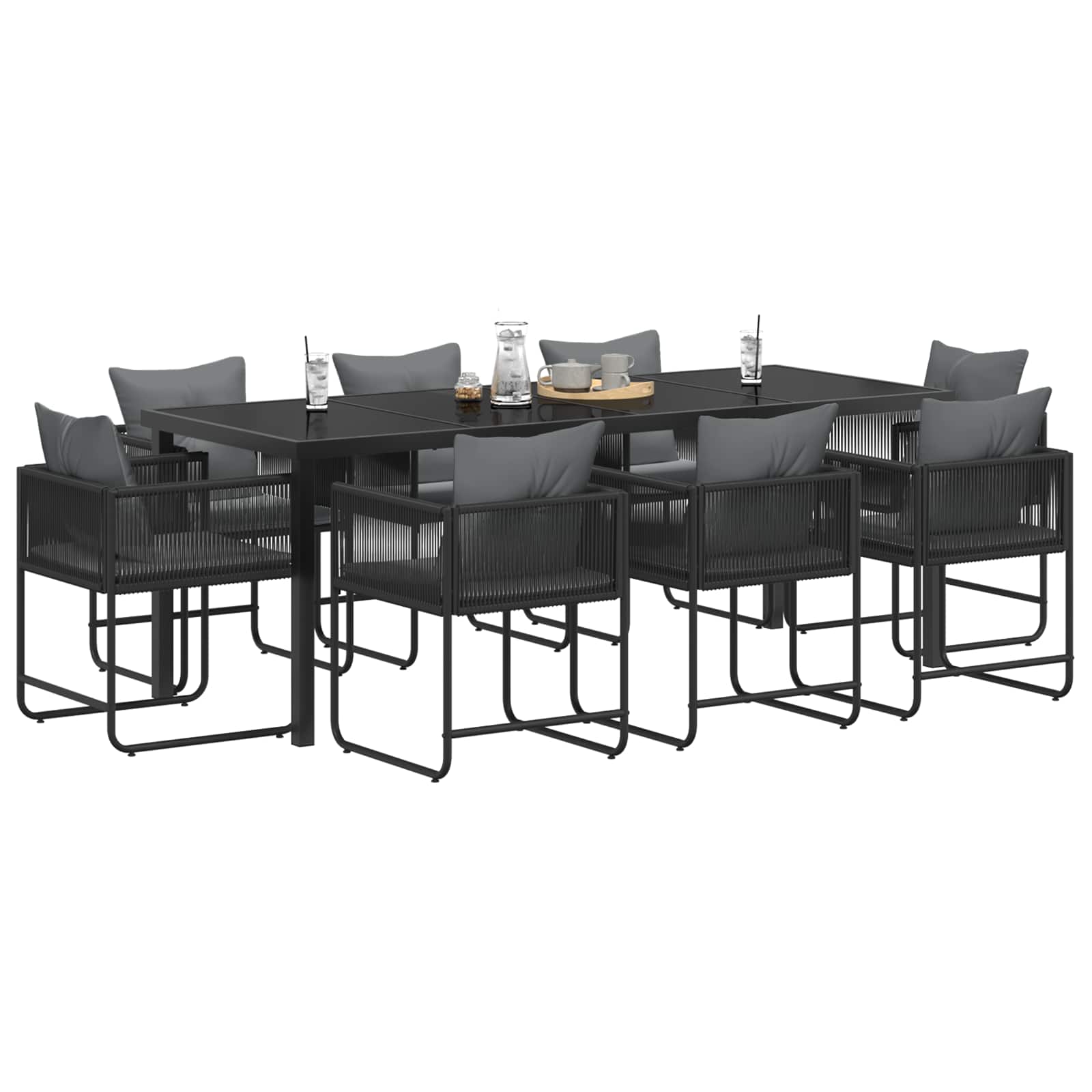 Σέτ φαγητού για κήπο 9 pcs Μαύρο και Ανθρακί 200 x 80 x 73 εκ - Pakobazaar